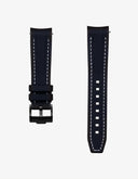 Curved Vertech Rubber Strap - Black & White Stitches - OM Luxury