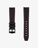 Curved Vertech Rubber Strap - Black & Red Stitches - OM Luxury