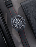 Curved Vertech Rubber Strap - Black & Red Stitches - OM Luxury