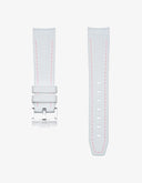 Curved Vertech Rubber Strap - White & Pink Stitches - OM Luxury