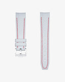 Curved Vertech Rubber Strap - White & Red Stitches - OM Luxury