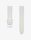 Curved Vertech Rubber Strap - White & Yellow Stitches - OM Luxury