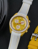 Curved Vertech Rubber Strap - White & Yellow Stitches - OM Luxury